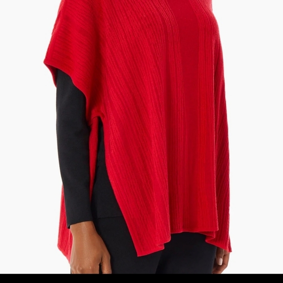 Ming Wang Short Sleeve Cozy Knit Poncho Top TAN COLOR